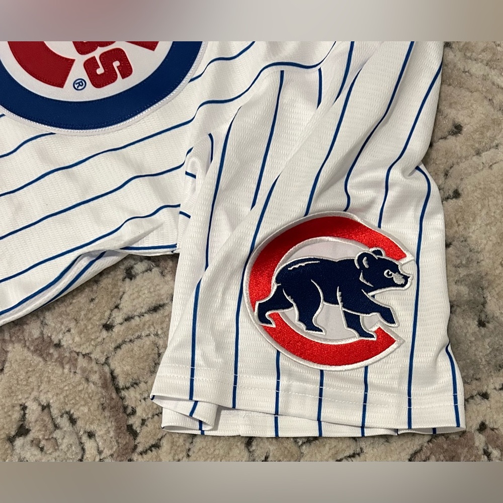 Nike Authentic Chicago Cubs MLB Baseball Pinstripe with Patch Jersey Men’s Sz: M - Picture 5 of 6